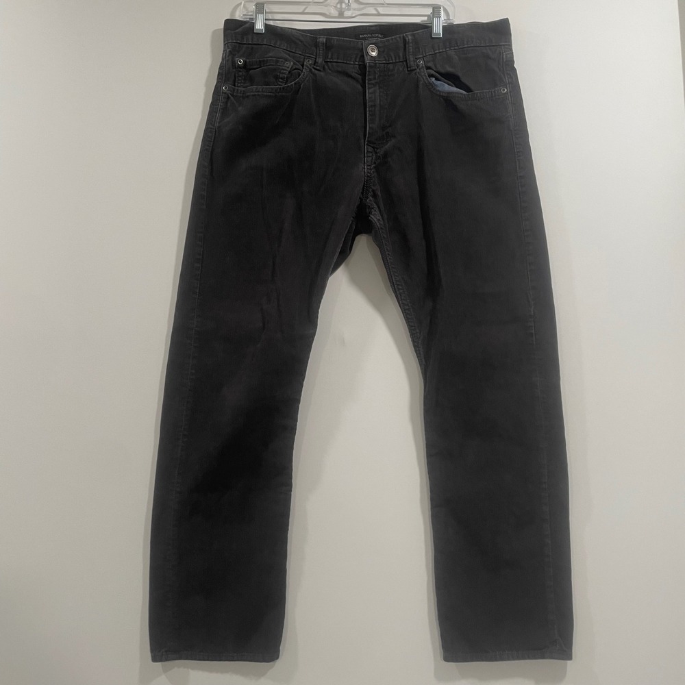 Banana Republic Mens Pima Cotton Corduroy Pants Charcoal Grey 36x30 Straight Leg